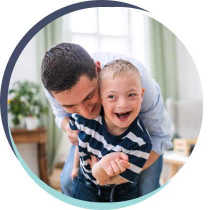 caregiver hugging child