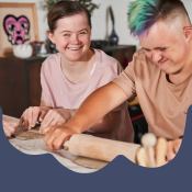 Two people with rolling pin