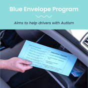 drive taking blue envelope from glove box of car